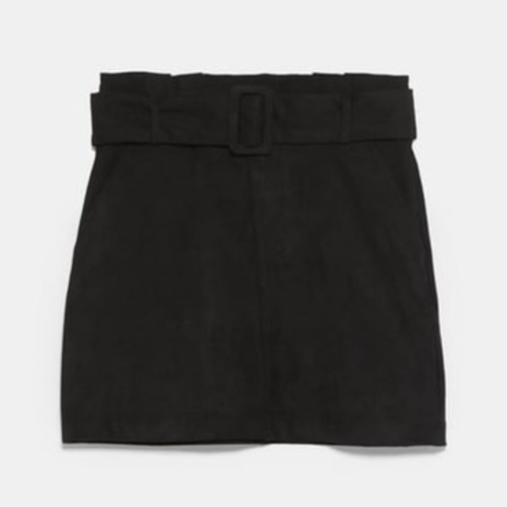 Zara Black Mini Suede Skirt